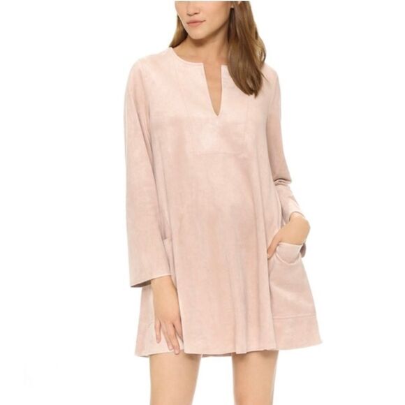 BCBGMAXAZRIA Pale Pink Beritt Faux Suede Dress XS Mini Dress - Picture 1 of 10
